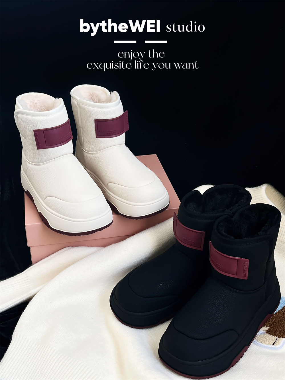 bytheWEI自制【瑞典小众2.0】时尚暖暖靴厚底冬季雪地靴0318-02