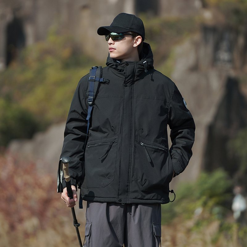 2025冬季新款加棉加厚户外连帽爆款青年男士棉衣1370