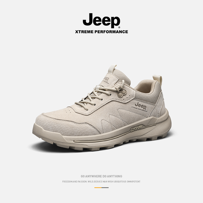 Jeep吉普男鞋2025新款冬季透气休闲运动鞋冬季劳保工作厚底老爹鞋