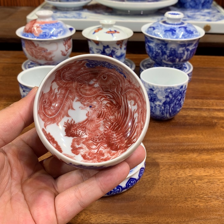 自成堂柴窑 青花釉里红