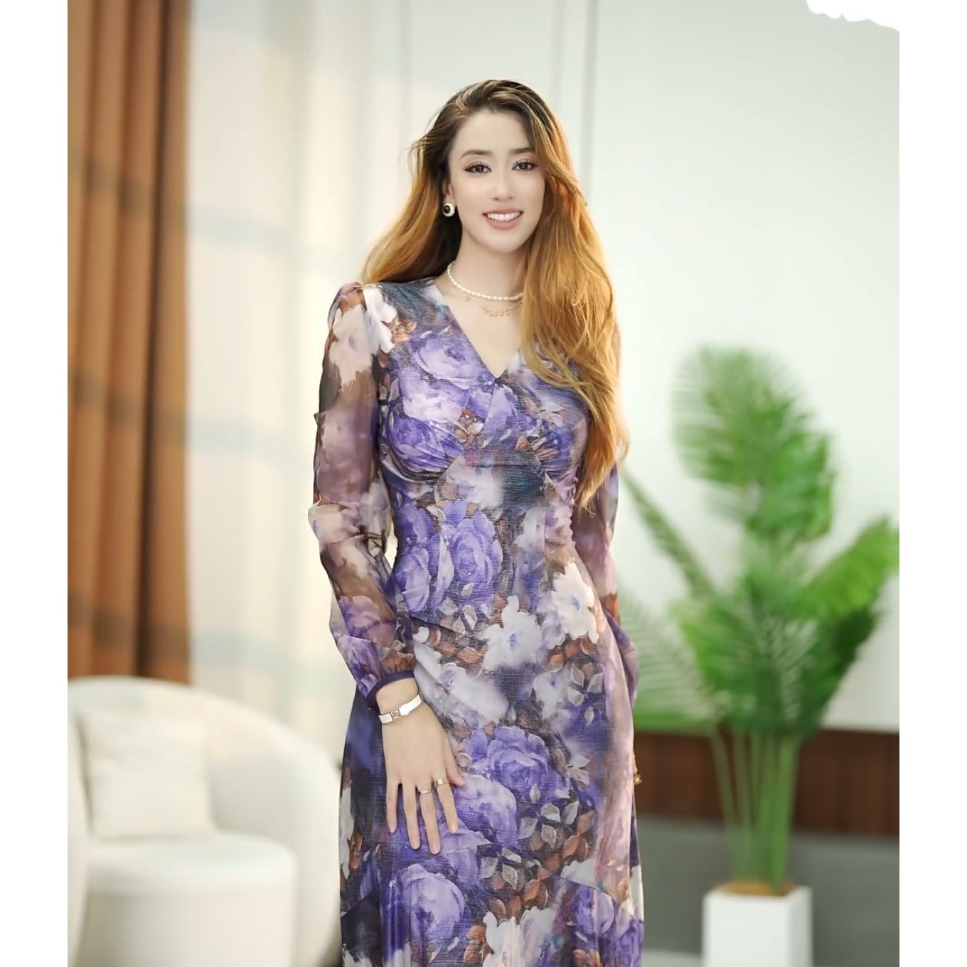 【阿迪拉】薰衣草庄园 春季度假风显瘦高级感时尚连衣裙-YL20109