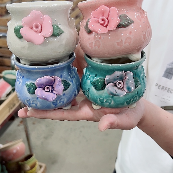 有孔.凑满10元发货多肉陶瓷花盆！