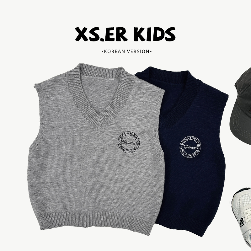 【小首尔】男童学院风无袖马甲秋季时尚简约韩系纯色上衣HBB6030