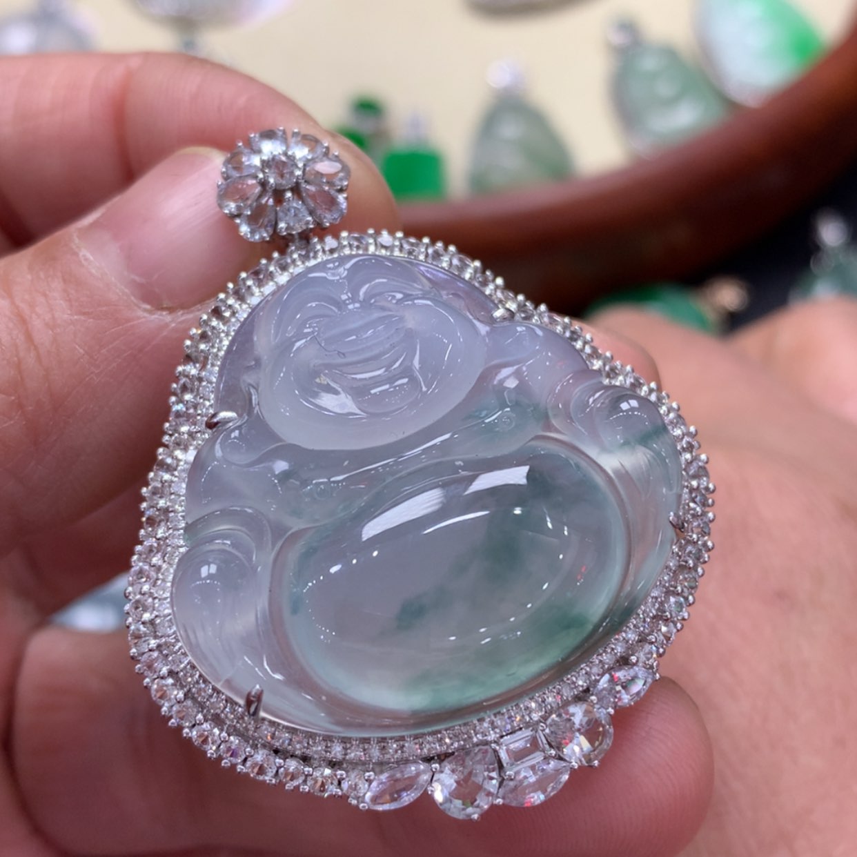 【闪购商品】翡翠颈饰18K金镶嵌佛公