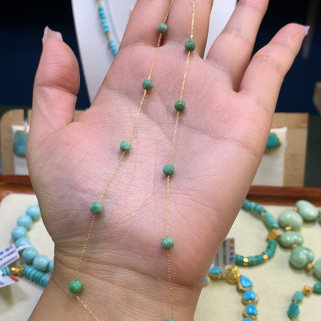 绿松石18K金镶嵌项链