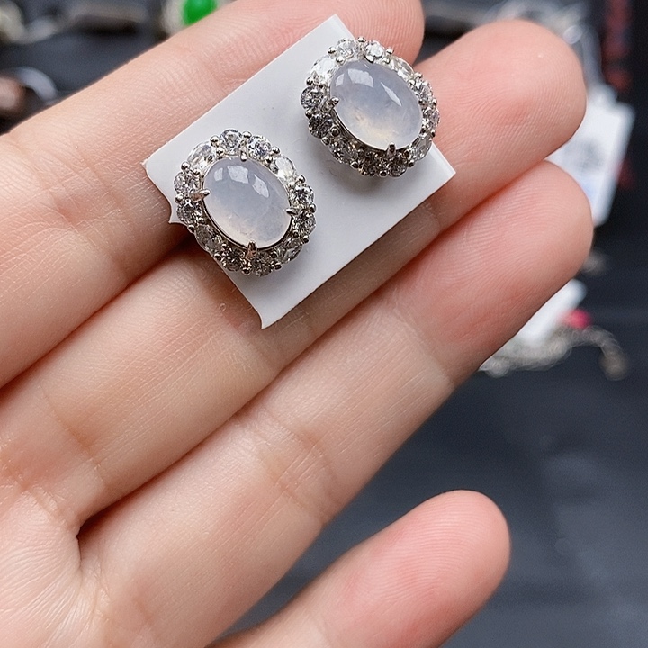 翡翠银S925镶嵌耳饰