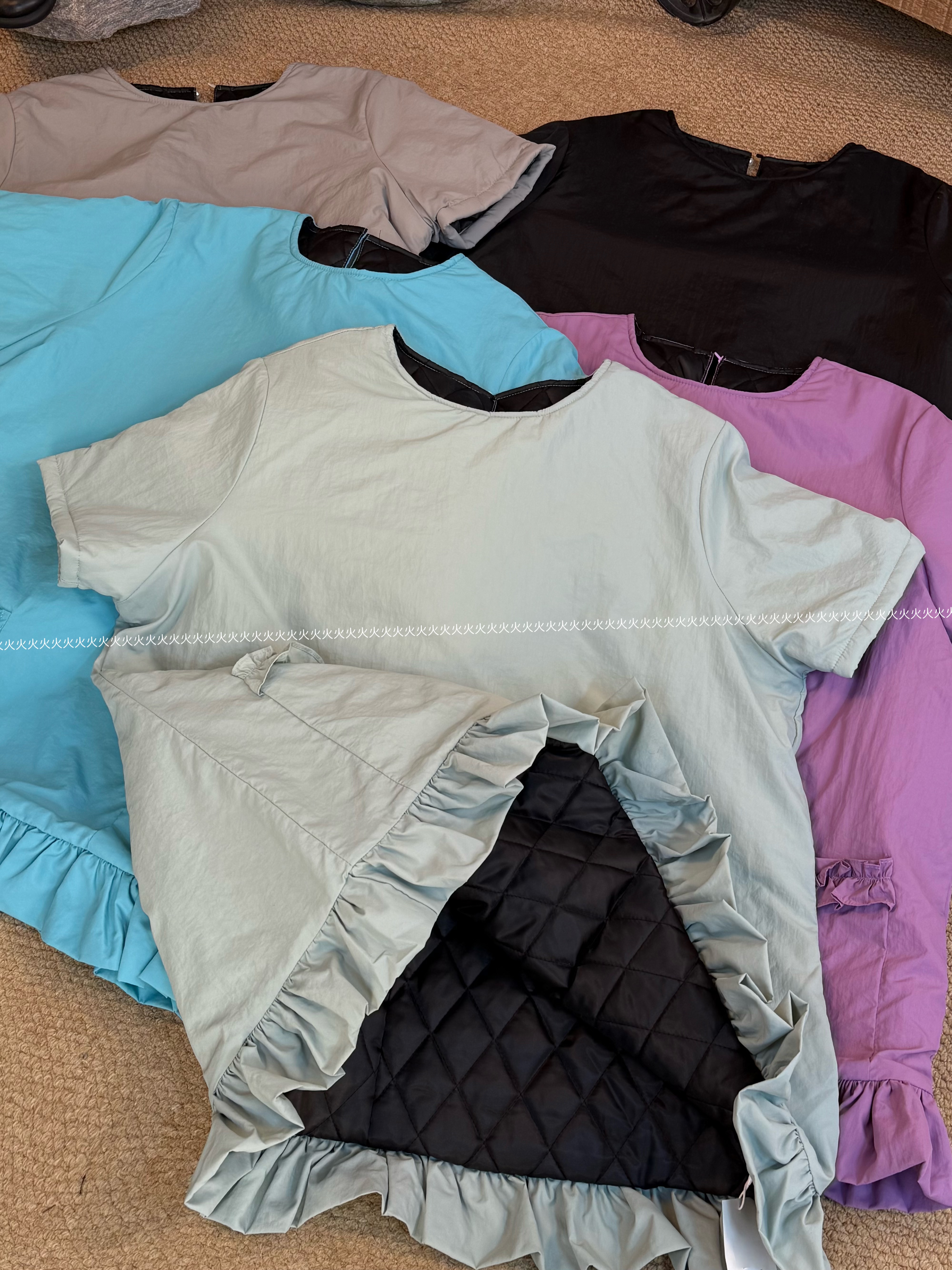 火火【花边夹棉】秋冬新款花边夹棉加厚口袋套头中长款棉服上衣女