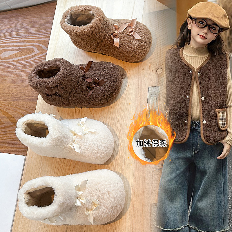 23-34女童冬季加绒可爱套筒雪地靴外穿时尚宝宝保暖毛毛棉靴6853