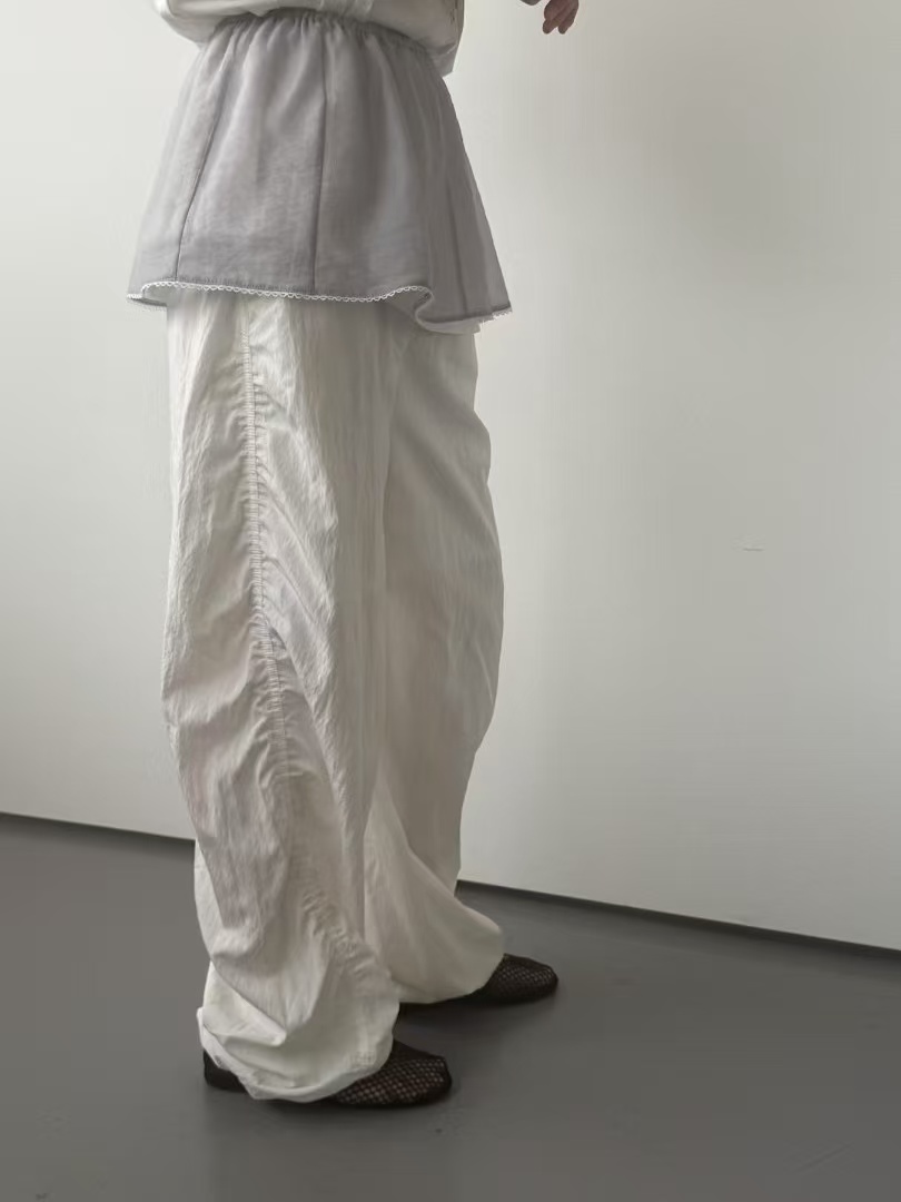 韩国东大门正品女装时尚纯色宽松褶皱休闲裤042315（NO退NO换）