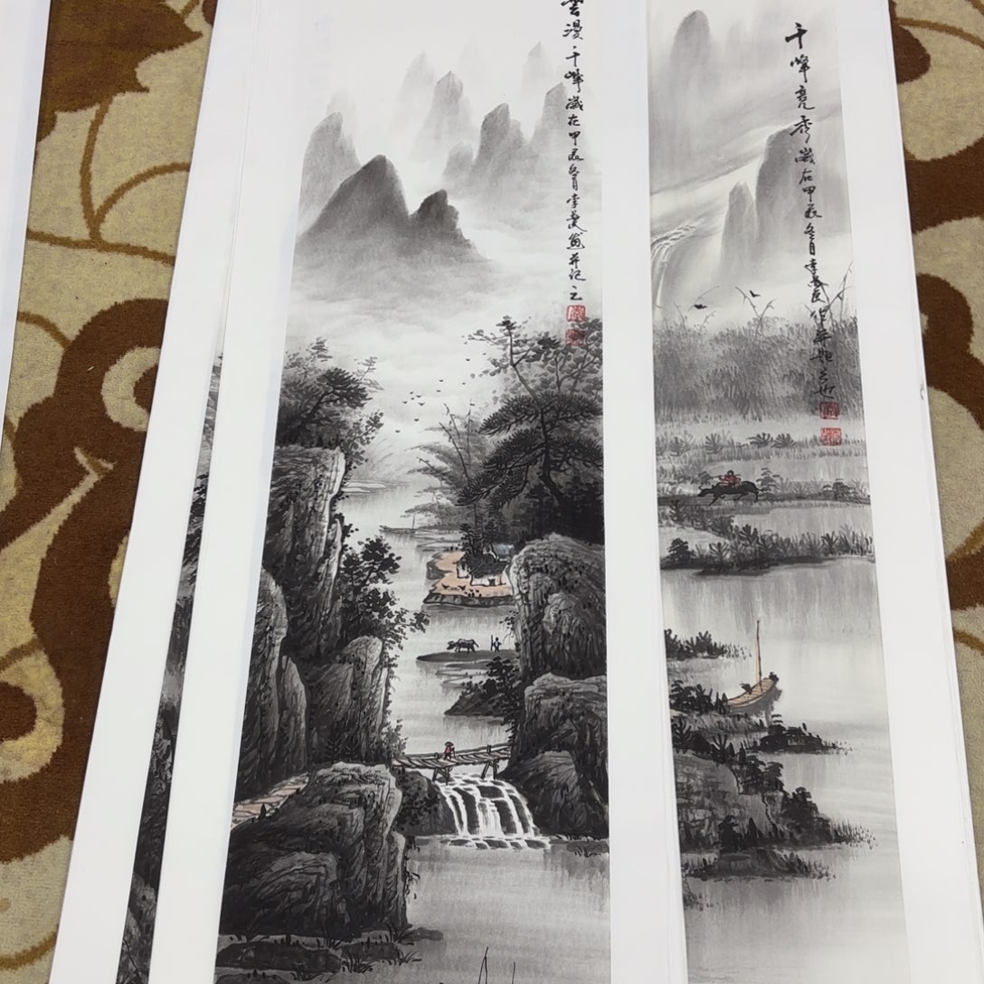 国画李益民四尺对开李欣主播