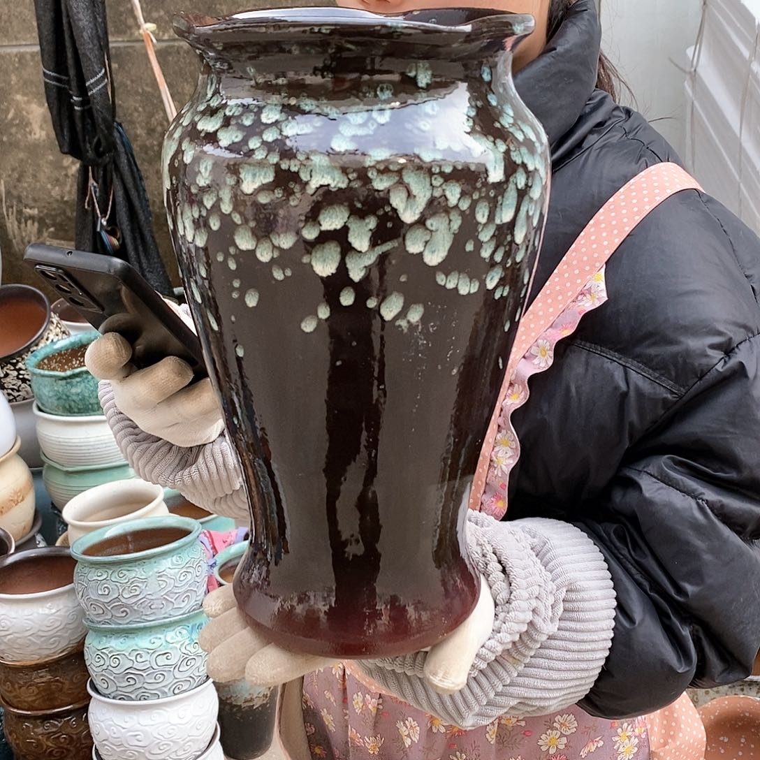 紫砂花盆瑕疵口17高30