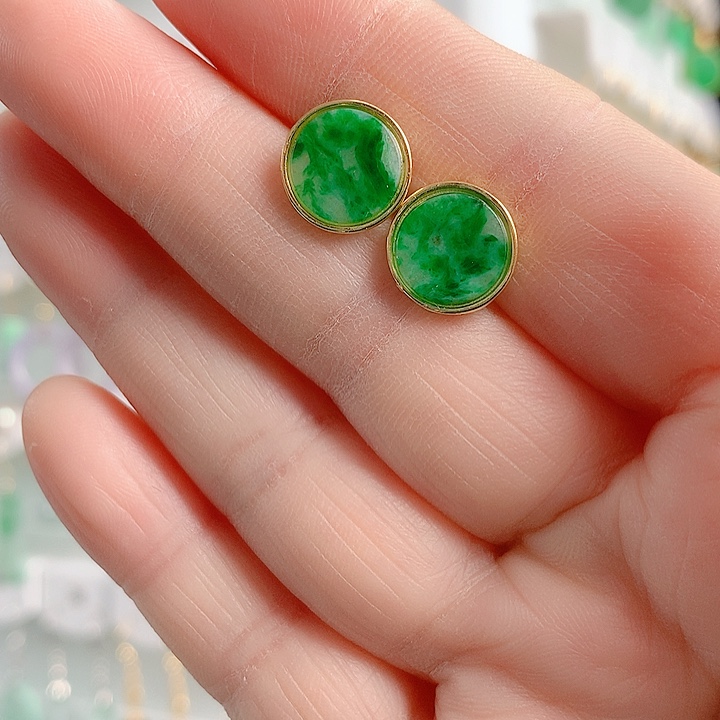 翡翠耳饰银S925镶嵌翡翠