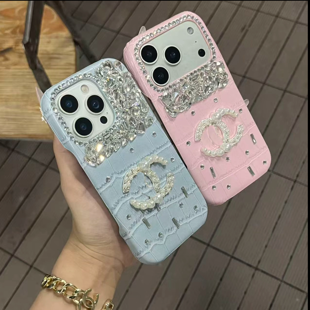 轻奢小香风高级闪钻适用16promax手机壳新款iPhone15防摔14潮13女