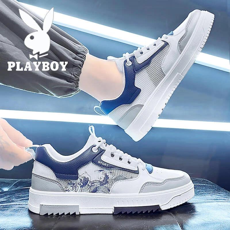 花花公子男鞋夏季透气小白鞋男士鞋子2025新款休闲网面运动板鞋