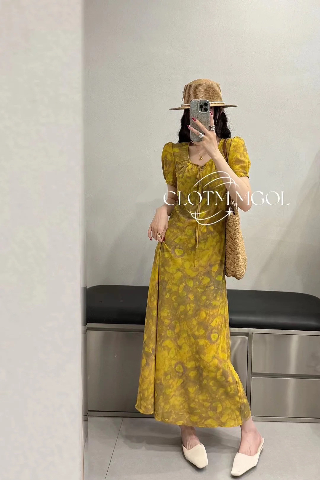 A9771【金枝玉叶】杭州老九天夏季新款印花网红优雅连衣裙女