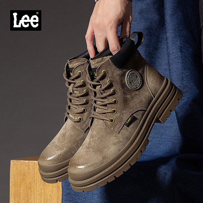 Lee工装靴增高车缝线中帮透气马丁靴复古港风潮流风L231UE137