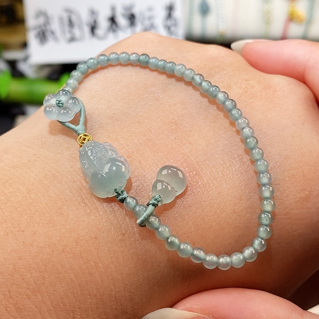 翡翠未镶嵌颈饰貔貅小米珠手链15