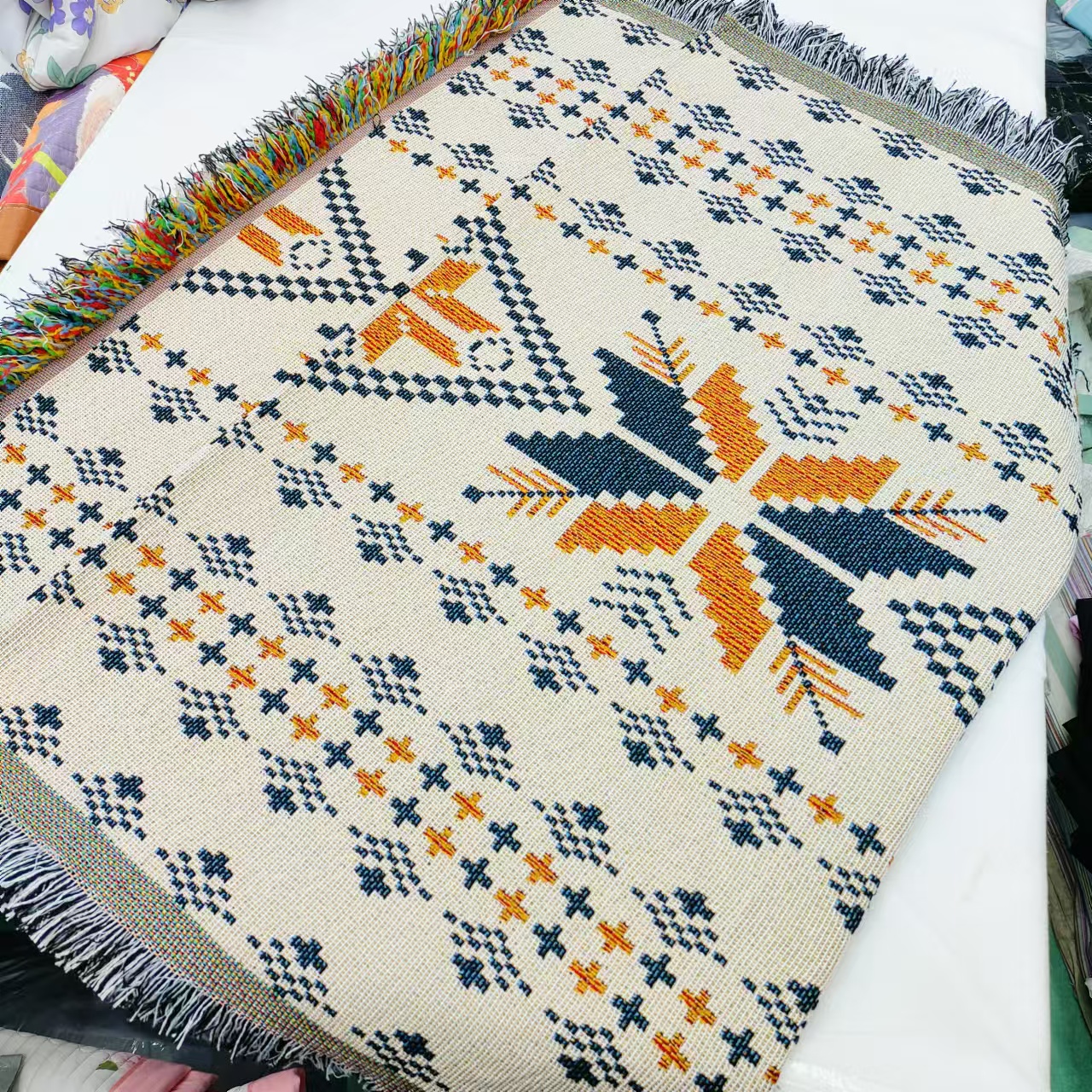 【沙发盖巾】<秋叶橙枫>85X235cm<±5cm 含流苏边尺寸>简约沙发垫