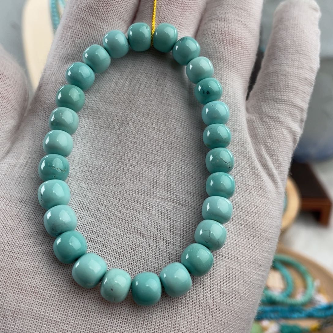 绿松石手链未镶嵌精品高瓷单圈卡8+