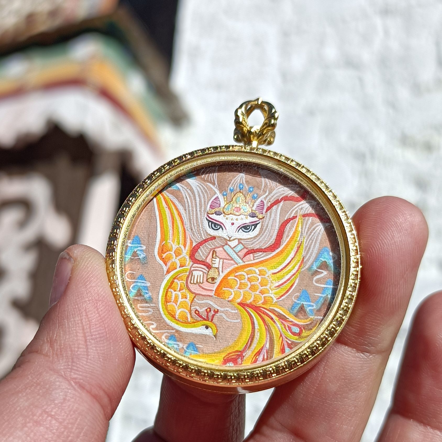 【九尾御凤】3.5九尾狐唐卡 纯手绘定制 拉萨直发