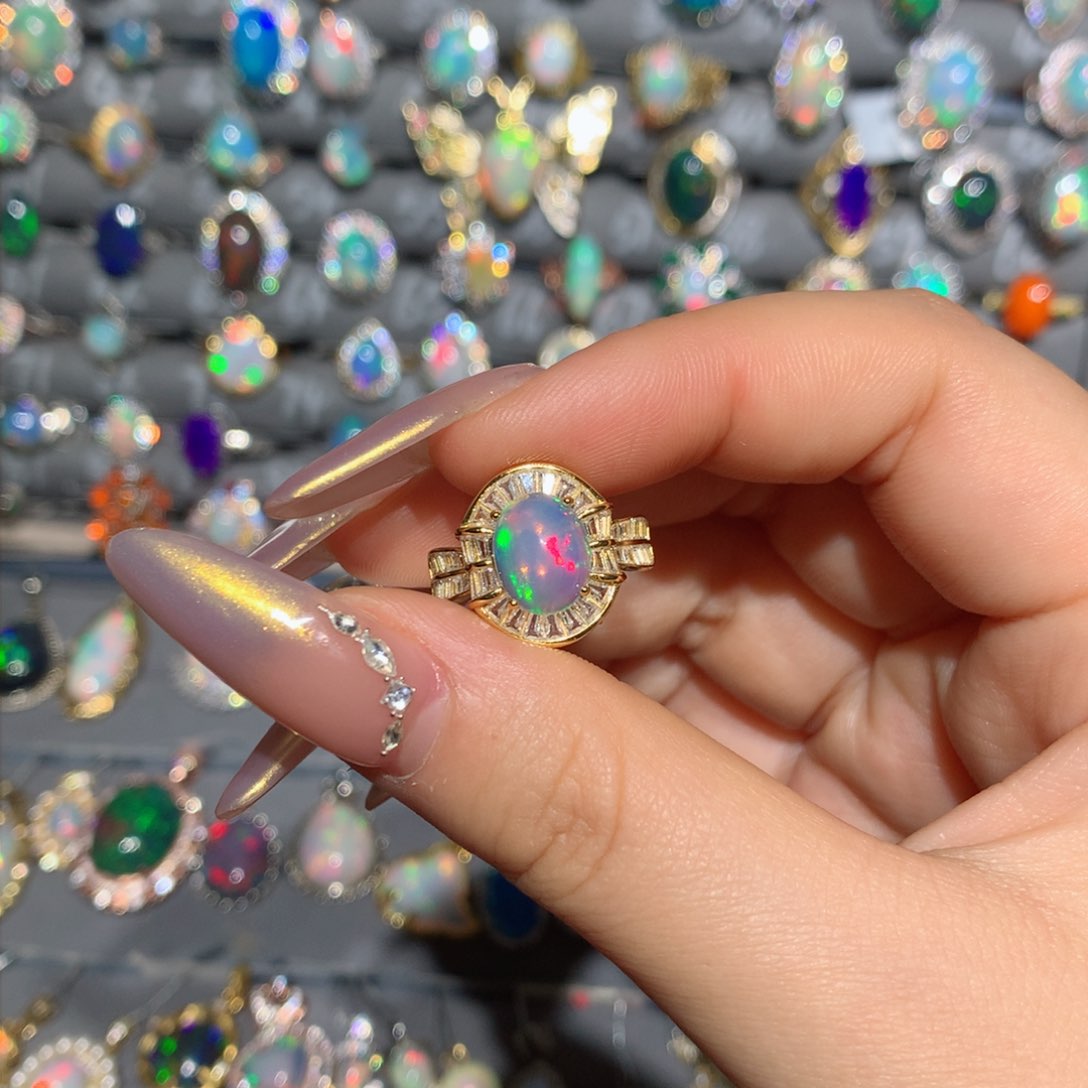 欧泊福利戒指t银S925镶嵌