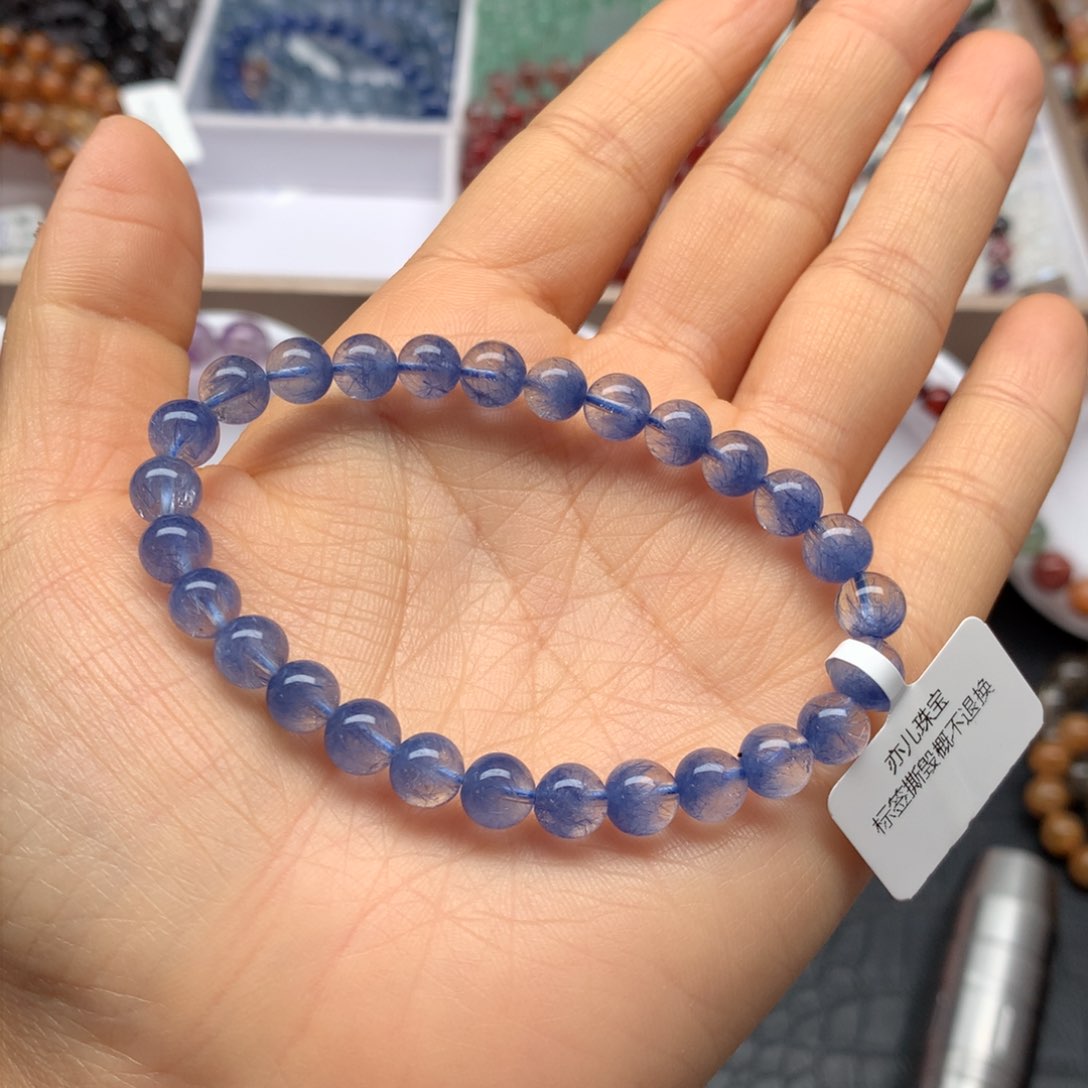 水晶手链未镶嵌蓝发晶手链M6.5