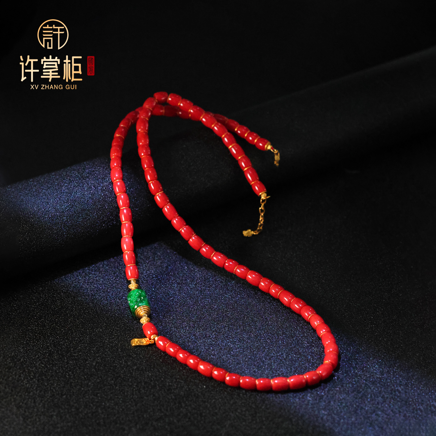 许掌柜｜天然珊瑚桶珠DIY配饰项链颈饰优雅复古精美简约气质百搭