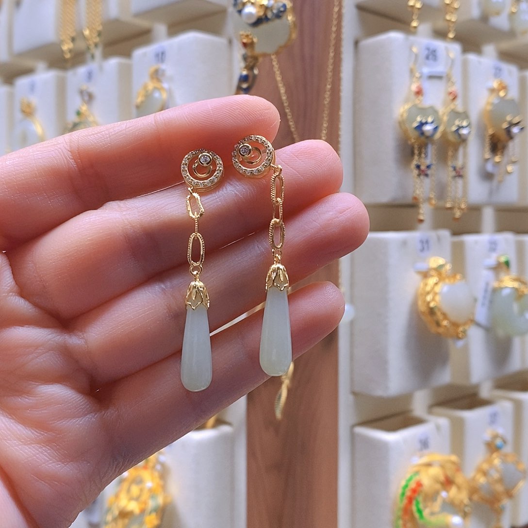 和田玉颈饰银S925镶嵌