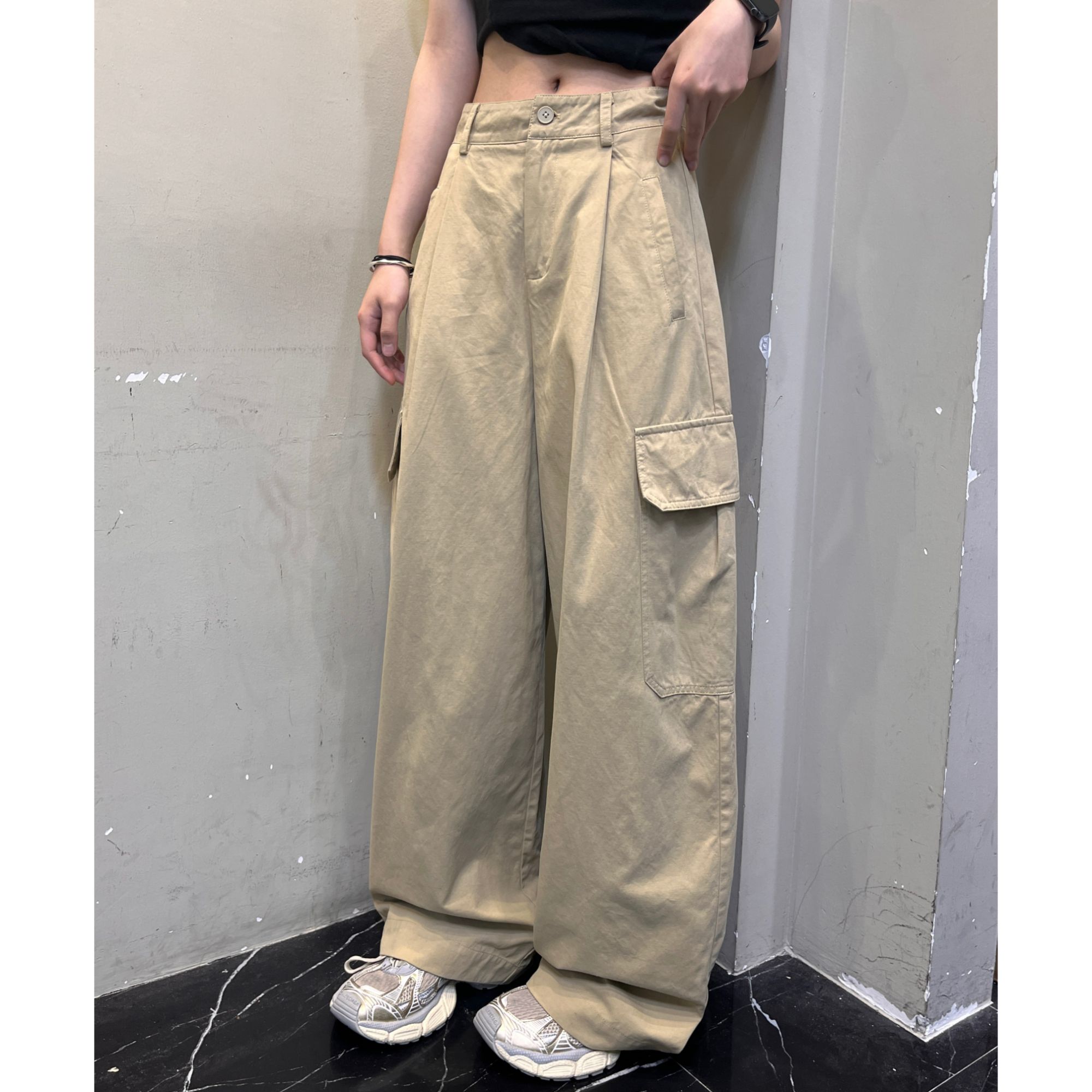凡Fan【加州日落】2025夏季宽松休闲裤脚可卷边两穿设计拖地裤