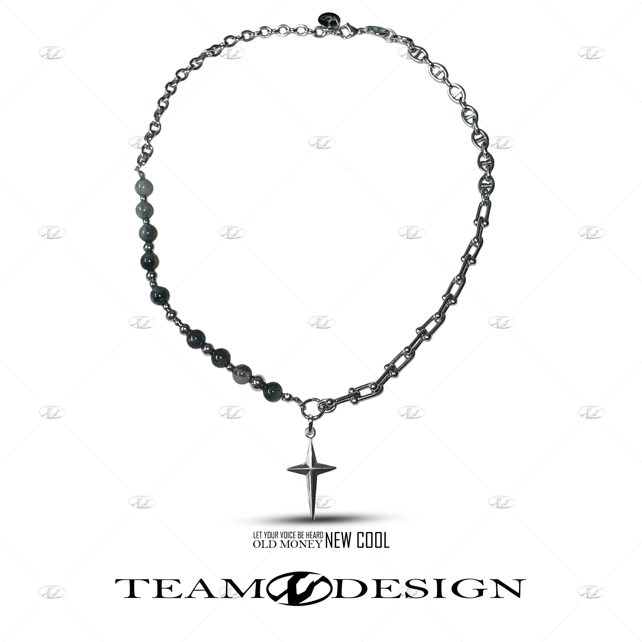 钛钢项链 JS58  四角芒星百搭拼接项链男士 约55CM