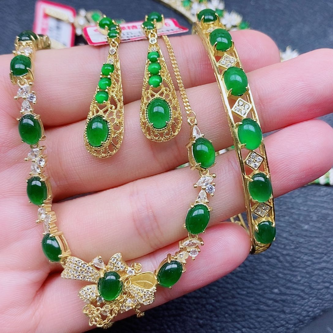 银S925镶嵌戒指翡翠笑**湖