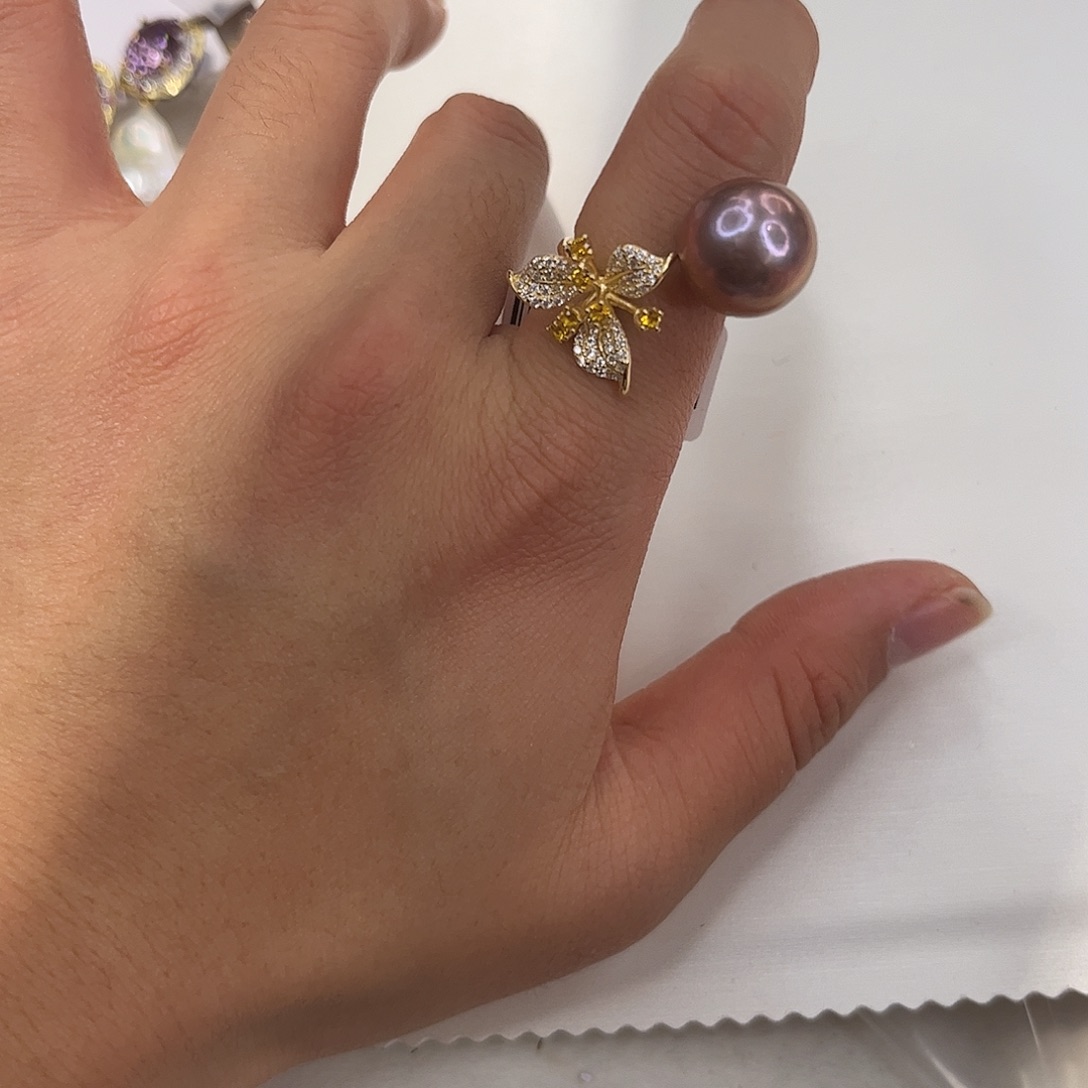 银S925镶嵌淡水珍珠戒指