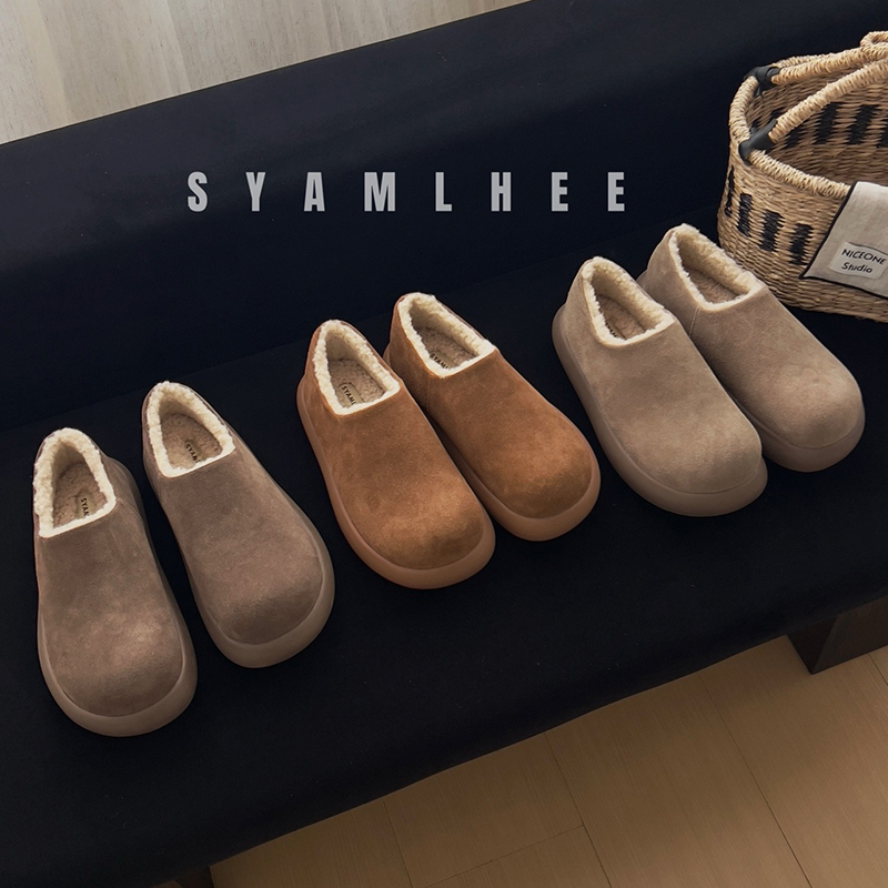 【小土豆】新款极简风保暖小土豆勃肯鞋冬季厚底女加绒时尚休闲