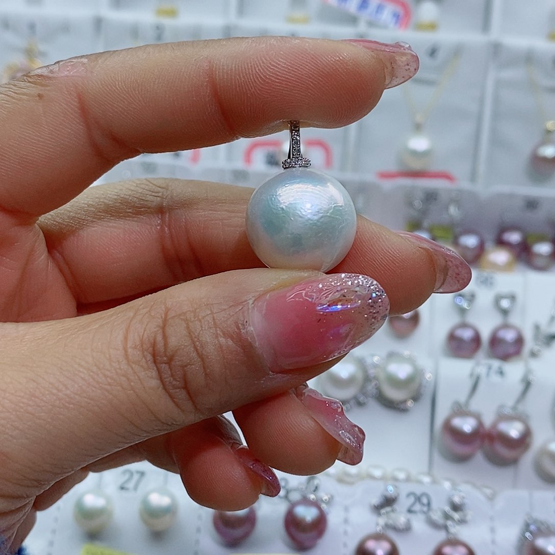 淡水珍珠耳饰银S925镶嵌