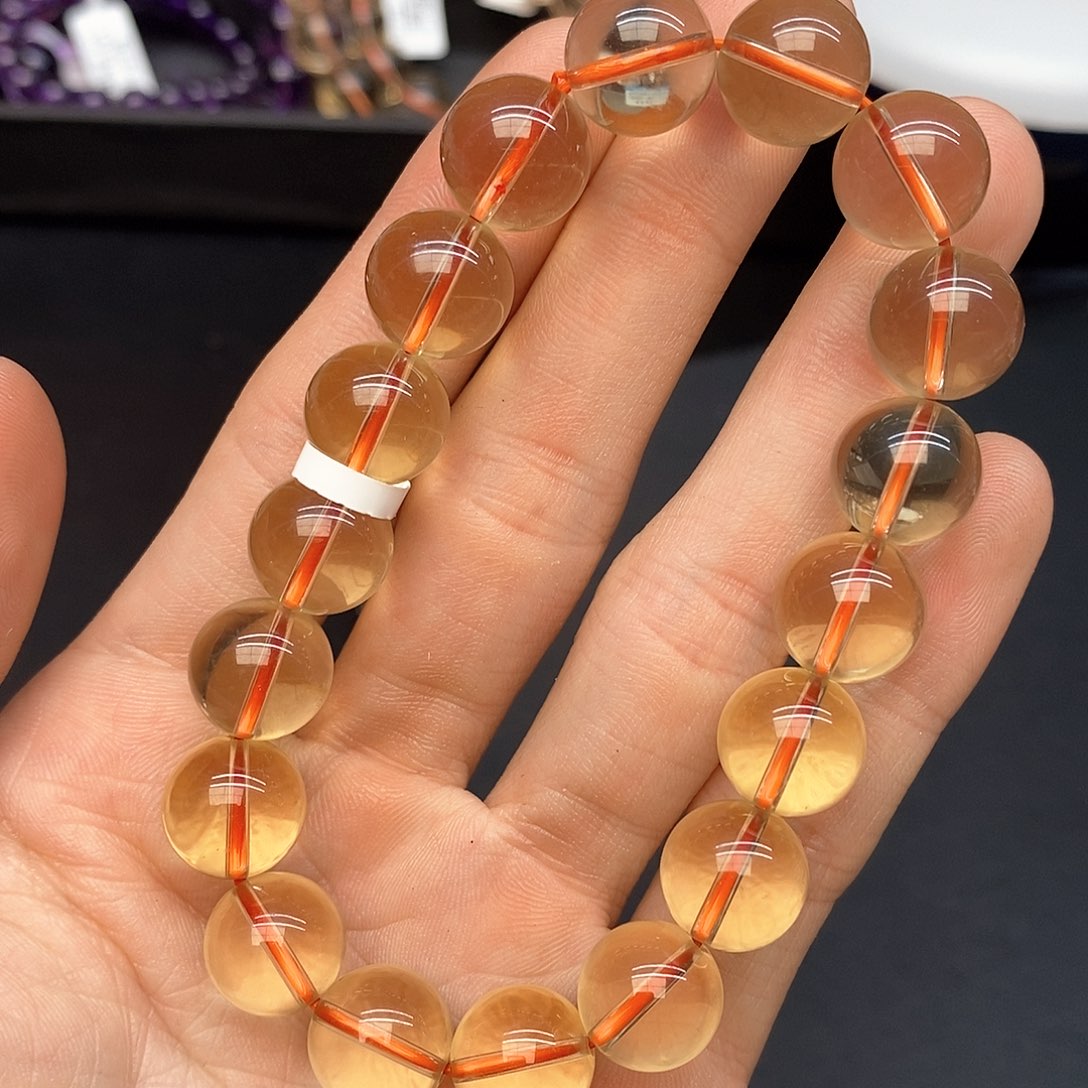 水晶手链未镶嵌25黄水晶12mm