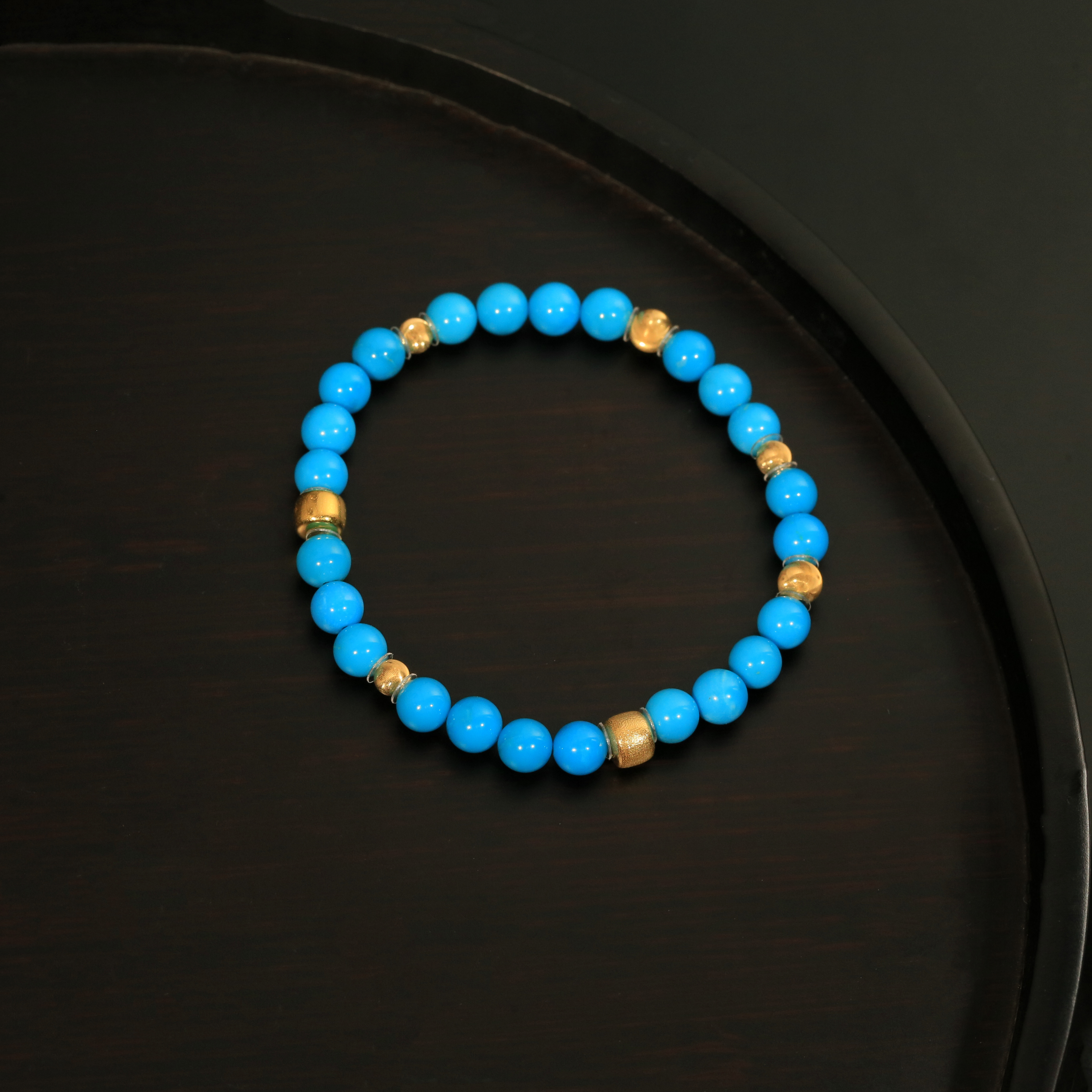 【双11专场福利】安曼博18绿松石圆珠K金手串6mm XZ0990BZA