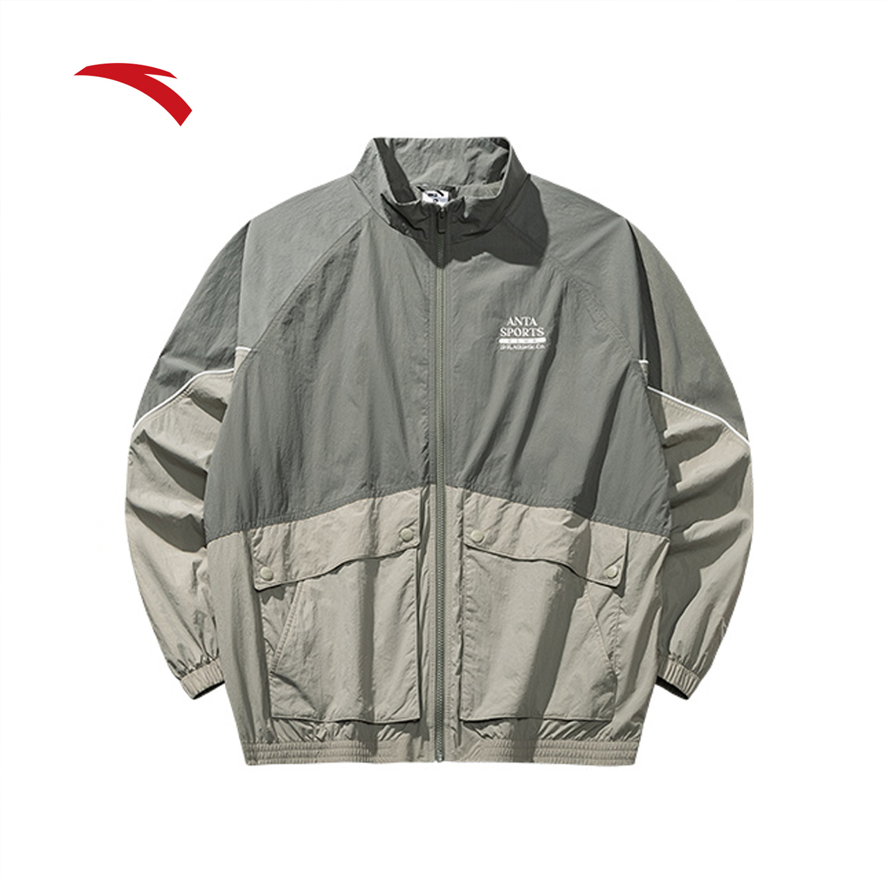 安踏立领单茄克男子秋季新款上衣男时尚百搭宽松运动复古男士外套