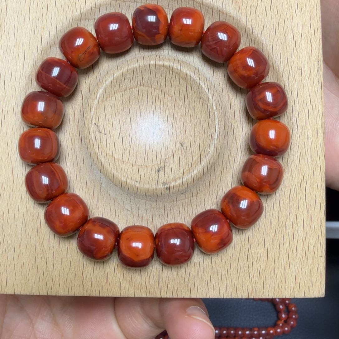 南红玛瑙老邢满色满肉手链未镶嵌12.2mm 48.9g