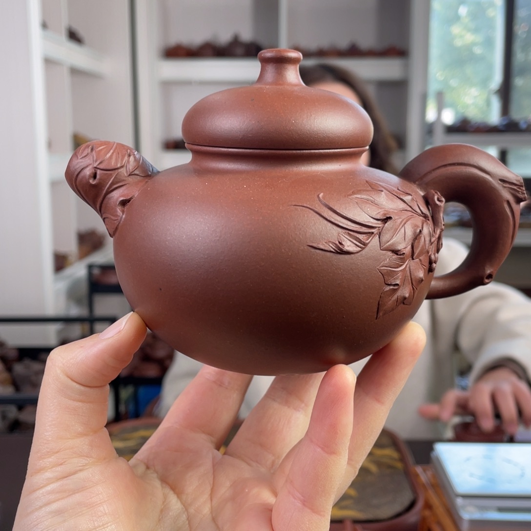 紫砂茶壶底槽清葫芦贴桃360cc