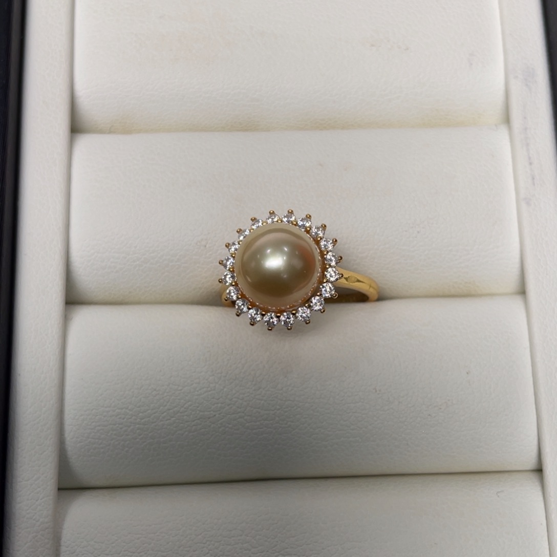 海水珍珠戒圈银S925镶嵌