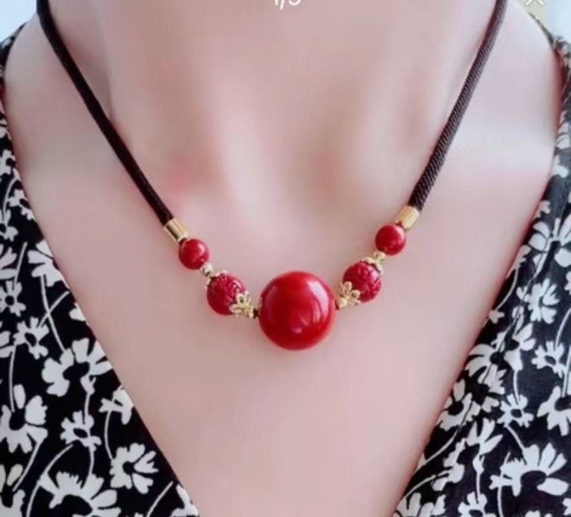 含辰砂工艺品高含量紫金砂新款锁骨链本命年龙年吊坠