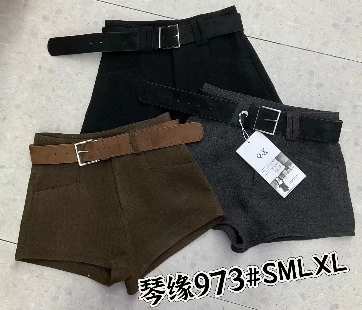 【XiaoMin】毛呢辣妹风加厚短裤显瘦高腰短裤网红裤子打底