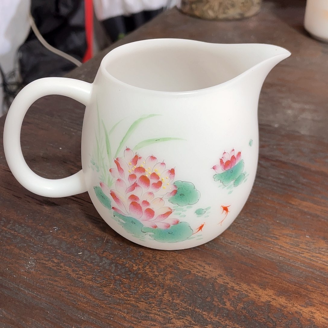 冰种素烧手绘歌公道杯