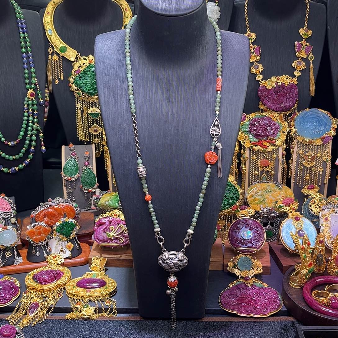 翡翠未镶嵌项链翡翠多宝项链毛衣链