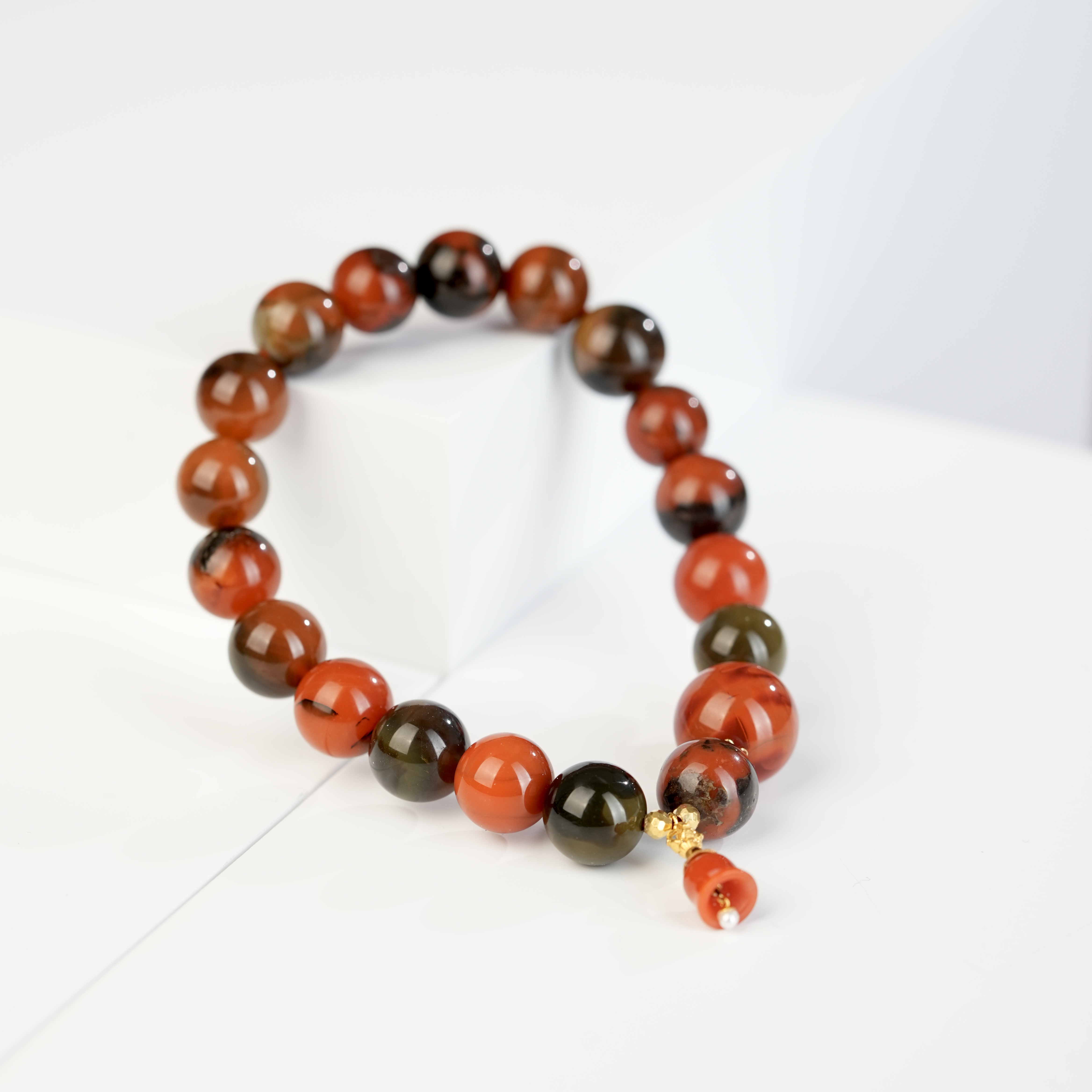 毕业级 南红包浆手串亮面手串 10mm± 18K金 H19961 拍1发1串