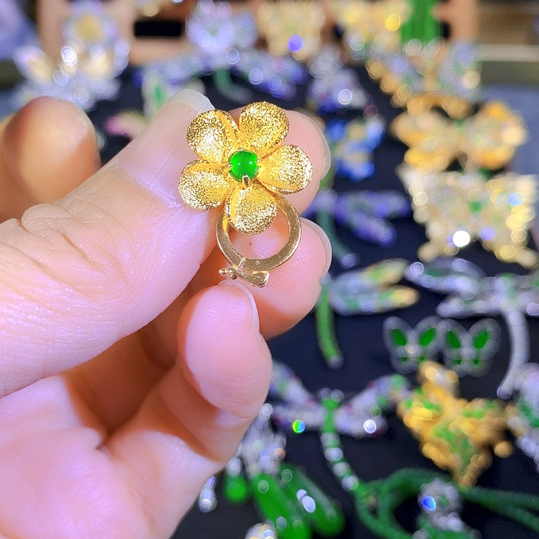 吊坠(不含链)银S925镶嵌翡翠