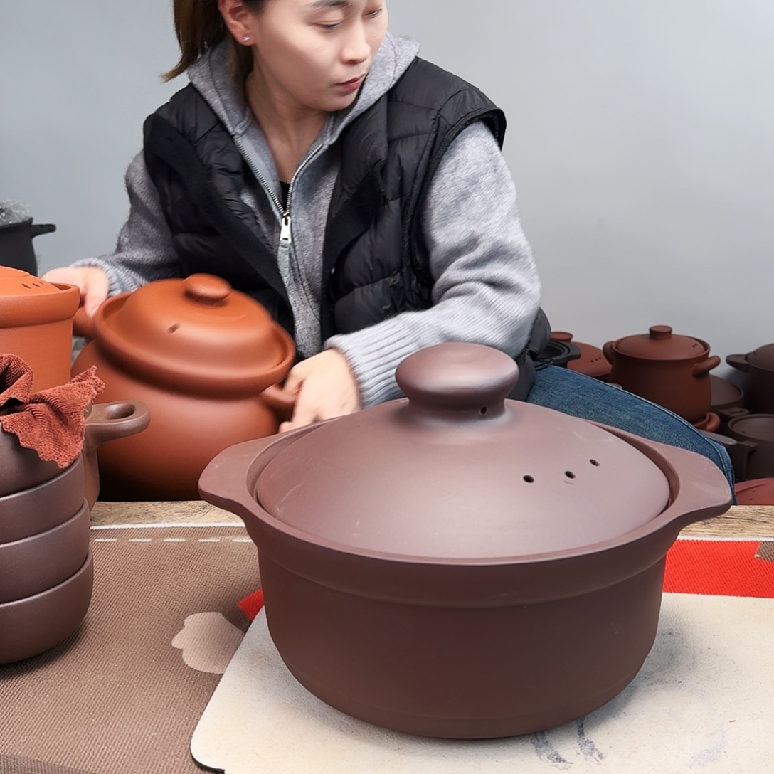 紫砂砂锅4升微微瑕