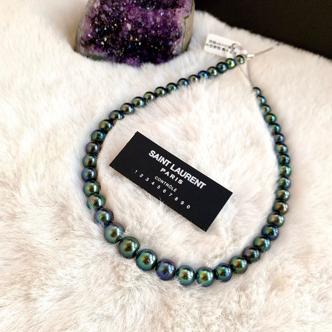 大溪地孔雀蓝绿混彩项链8-10.4mm