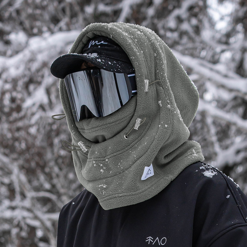 雪否 防风头盔套帽子摇粒绒运动搭配冬加绒厚滑雪面罩防风套头帽