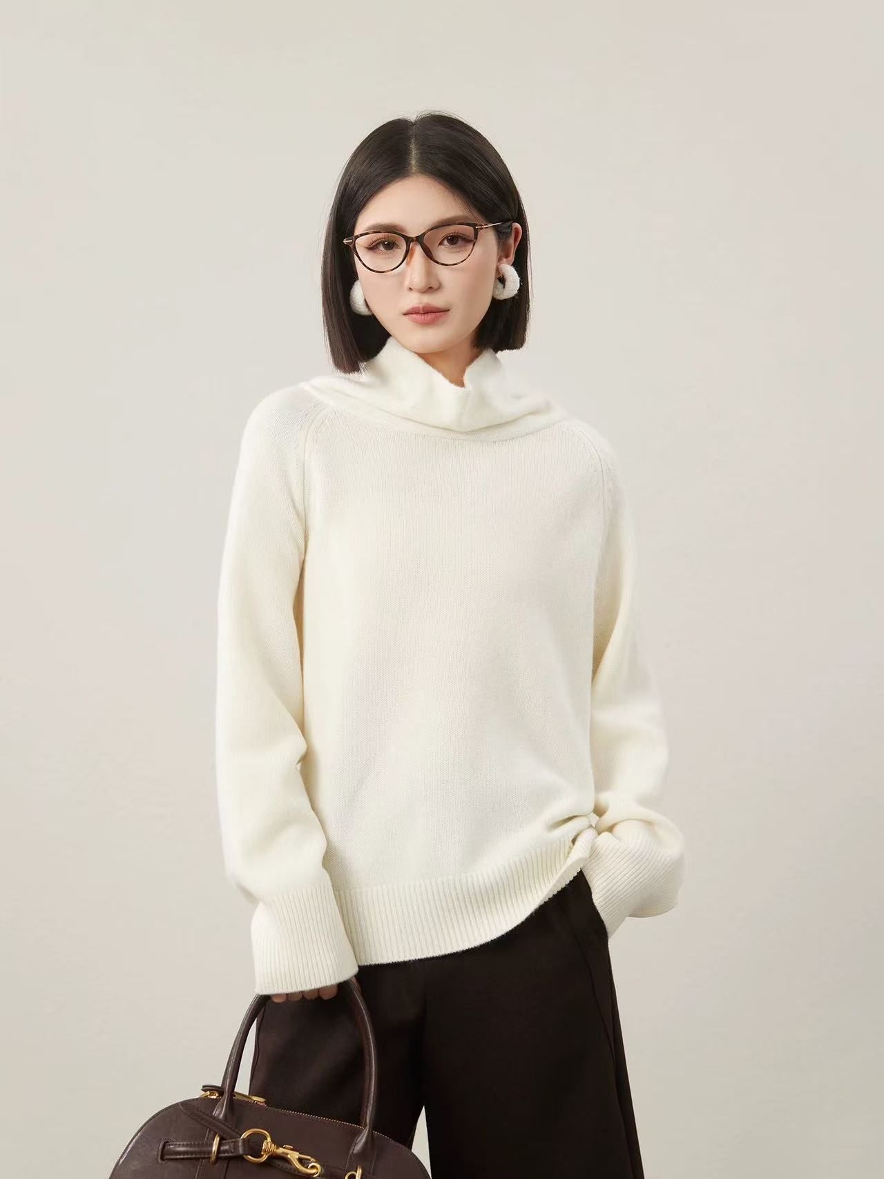 7405 气质美丽云朵宽松堆堆高领极简毛衫